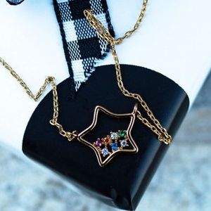 Gold Star Necklace With Colored CZ